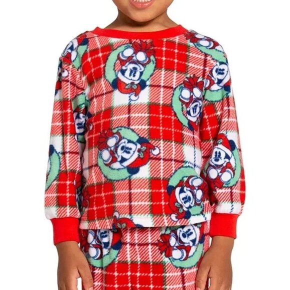 Briefly Stated Disney Toddler Boys Girls 2-Piece Pajamas, Christmas Mickey Mouse - Picture 4 of 6